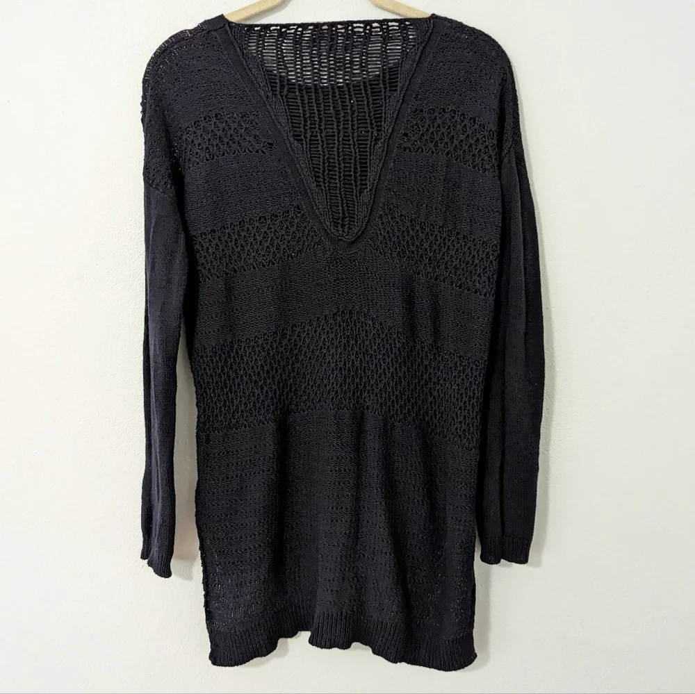 Helmut Helmut Lang Muted Web Pullover Sweater Open Knit Wool Blend Blue Small S